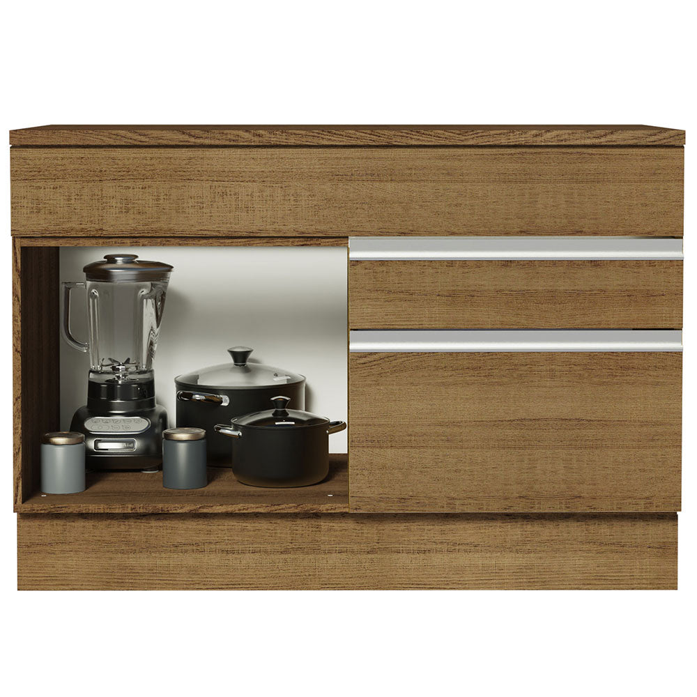 Bajo Mesada Cocina 120 x 60 cm 1 Puerta 2 Cajones Marrón (Con Mesada) Glamy Madesa