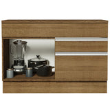 Bajo Mesada Cocina 120 x 60 cm 1 Puerta 2 Cajones Marrón (Con Mesada) Glamy Madesa