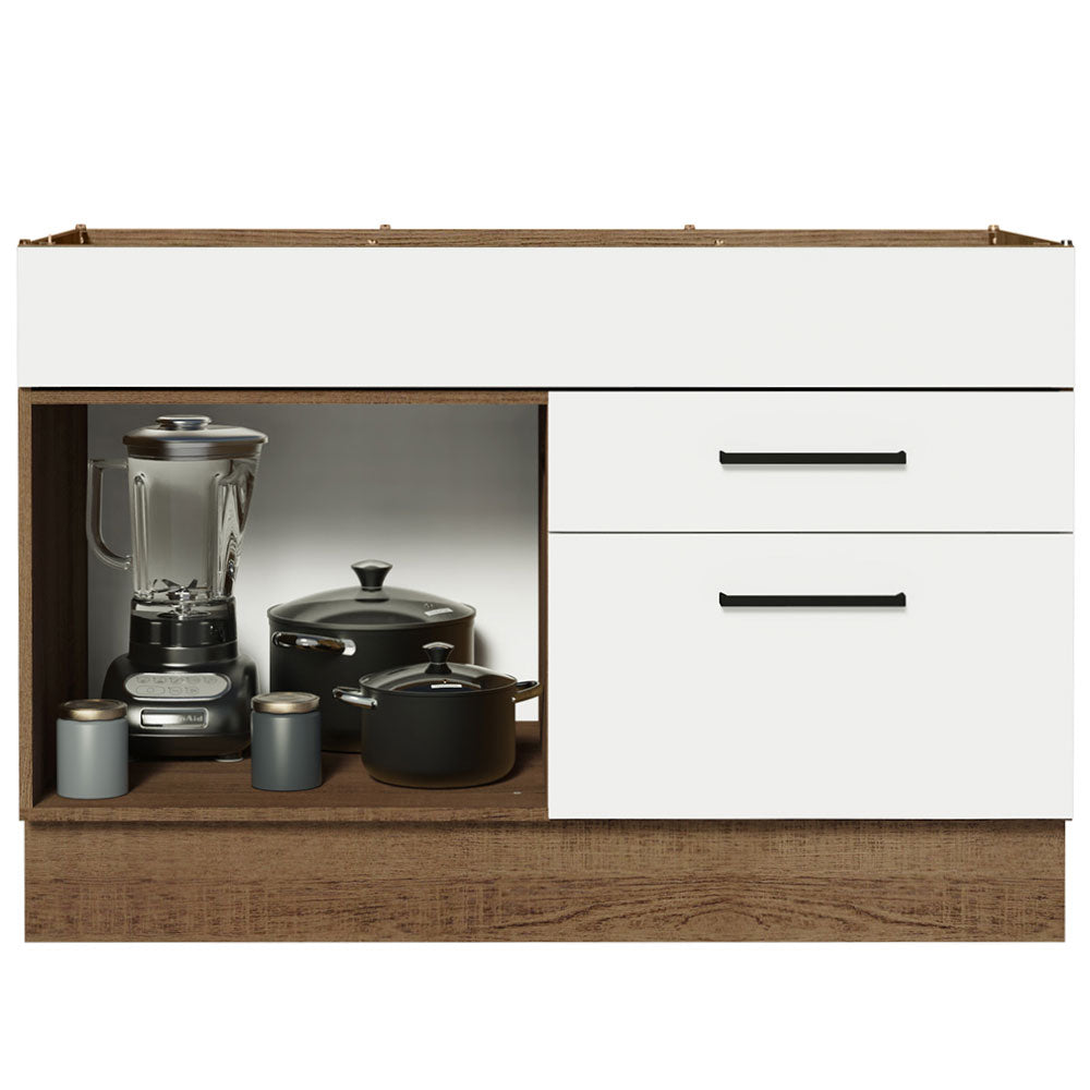 Bajo Mesada Cocina 120 x 60 cm 1 Puerta 2 Cajones Marrón/Blanco (Sin Mesada) Agata Madesa