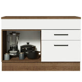 Bajo Mesada Cocina 120 x 60 cm 1 Puerta 2 Cajones Marrón/Blanco (Con Mesada) Agata Madesa
