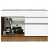 Bajo Mesada Cocina 120 x 60 cm 1 Puerta 2 Cajones Marrón/Blanco (Sin Mesada) Glamy Madesa