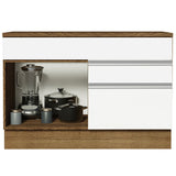 Bajo Mesada Cocina 120 x 60 cm 1 Puerta 2 Cajones Marrón/Blanco (Con Mesada) Glamy Madesa