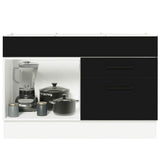 Bajo Mesada Cocina 120 x 60 cm 1 Puerta 2 Cajones Blanco/Negro (Sin Mesada) Agata Madesa