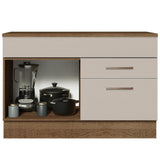 Bajo Mesada Cocina 120 x 60 cm 1 Puerta 2 Cajones Marrón/Crema (Con Mesada) Agata Madesa