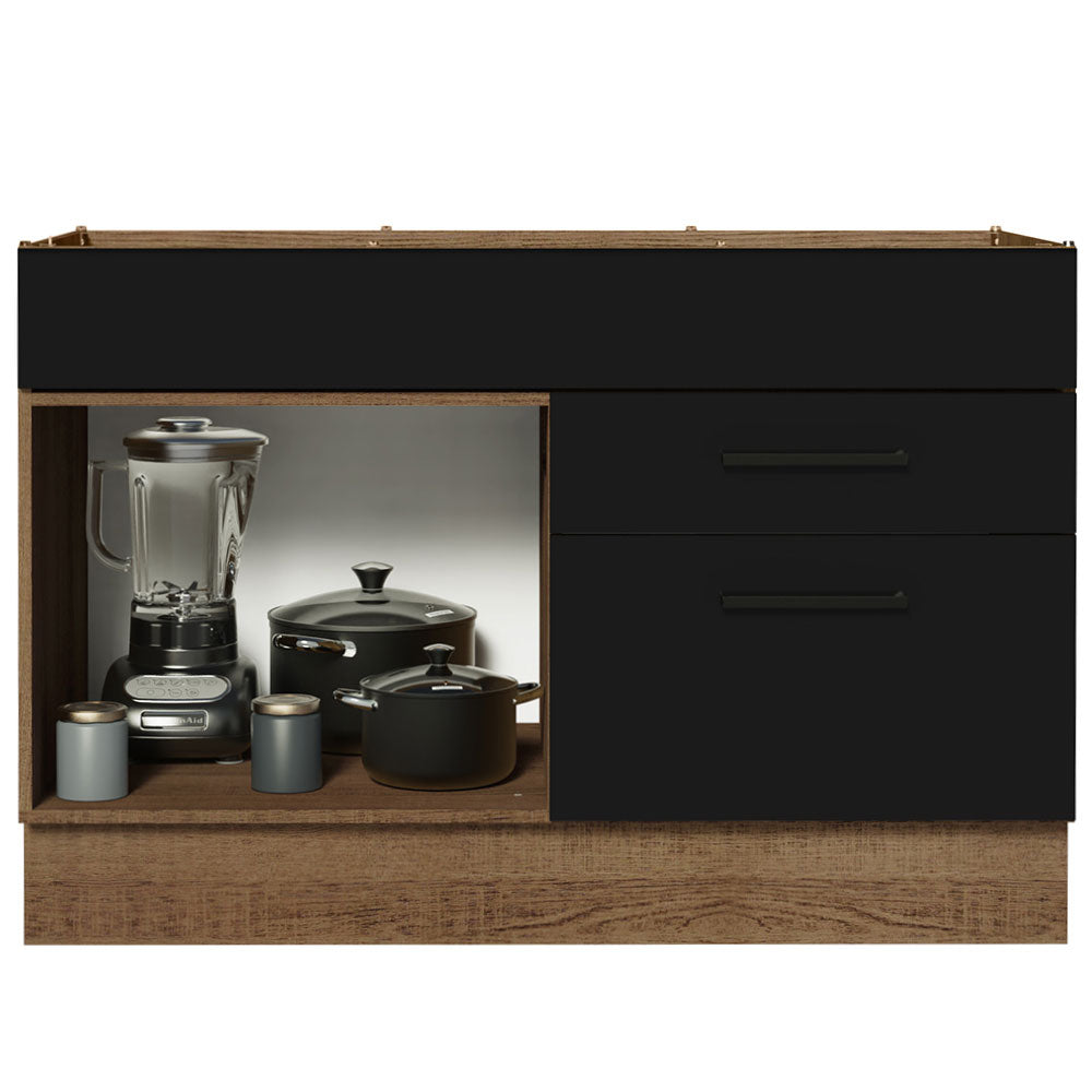 Bajo Mesada Cocina 120 x 60 cm 1 Puerta 2 Cajones (Sin Mesada) Marrón/Negro Agata Madesa