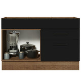 Bajo Mesada Cocina 120 x 60 cm 1 Puerta 2 Cajones (Sin Mesada) Marrón/Negro Agata Madesa