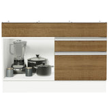 Bajo Mesada Cocina 120 x 60 cm 1 Puerta 2 Cajones Blanco/Marrón (Sin Mesada) Glamy Madesa