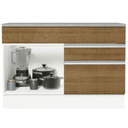 Bajo Mesada 120 x 60 cm 1 Puerta 2 Cajones (Con Mesada) Blanco/Marrón Glamy Madesa