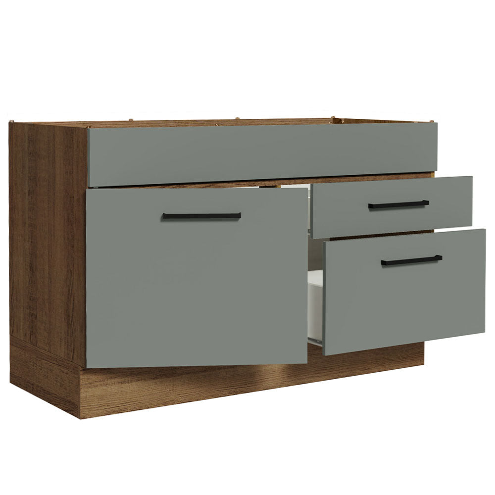Bajo Mesada Cocina 120 x 60 cm 1 Puerta 2 Cajones (Sin Mesada) Marrón/Gris Agata Madesa