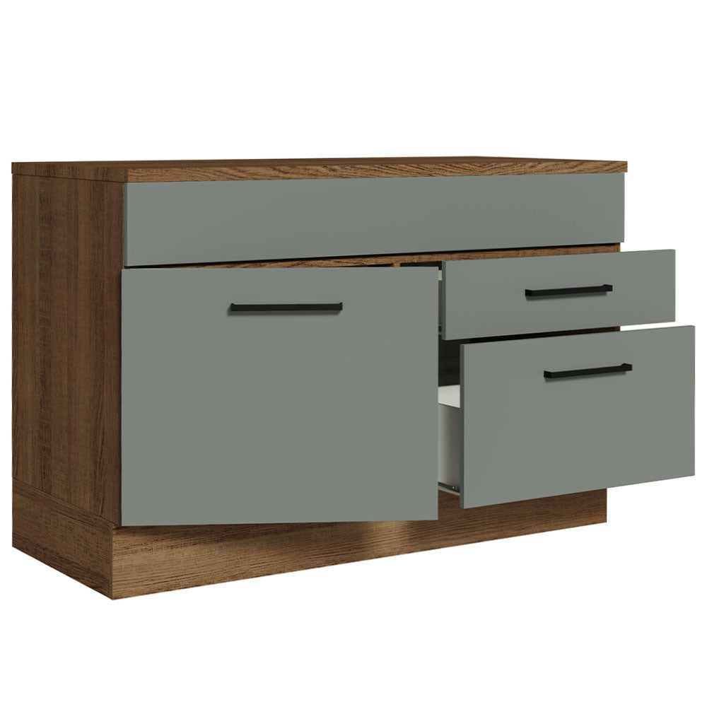 Bajo Mesada Cocina 120 x 60 cm 1 Puerta 2 Cajones (Con Mesada) Marrón/Gris Agata Madesa