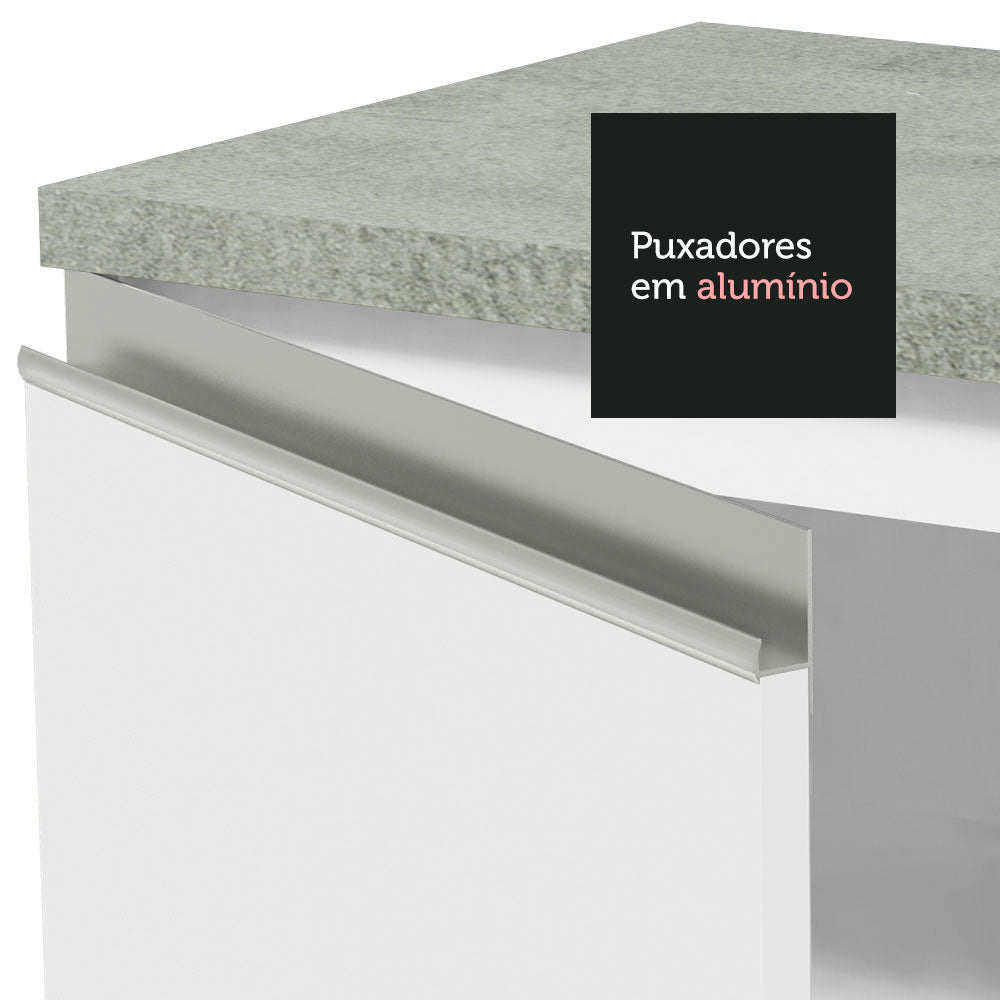 Bajo Mesada Cocina 120 x 60 cm 2 Puertas e 3 Cajones (Con Mesada) Blanco Glamy Madesa
