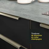 Bajo Mesada para Bacha 120 cm 2 Puertas 3 Cajones (Con Mesada) Lux Blanco/Negro