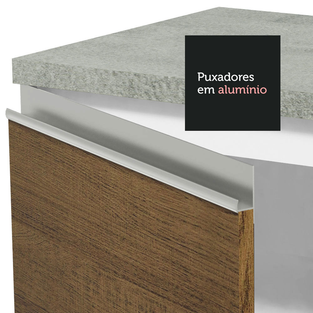 Bajo Mesada Cocina 120 x 60 cm 2 Puertas e 3 Cajones (Con Mesada) Blanco/Marrón Glamy Madesa
