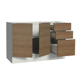 Bajo Mesada Cocina 120 x 60 cm 2 Puertas e 3 Cajones (Sin Mesada) Blanco/Marrón Stella Madesa