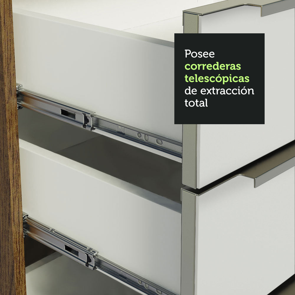 Bajo Mesada 120 cm x 60 cm, 3 Cajones 2 Puertas Lux Marrón/Blanco