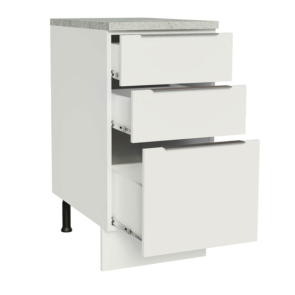 Bajo Mesada Cocina 40 x 60 cm 3 Cajones (Con Mesada) Blanco Stella Madesa