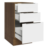 Bajo Mesada Cocina 40 x 60 cm 3 Cajones (Sin Mesada) Marrón/Blanco Stella Madesa