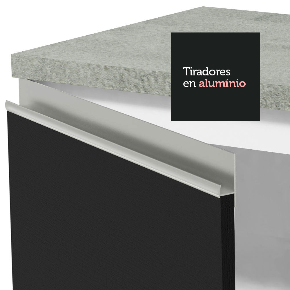 Bajo Mesada Cocina 40 x 60 cm 3 Cajones (Sin Mesada) Blanco/Negro Glamy Madesa