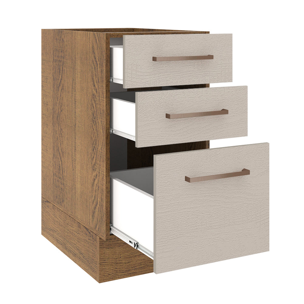 Bajo Mesada Cocina 40 x 60 cm 3 Cajones (Sin Mesada) Marrón/Crema Agata Madesa