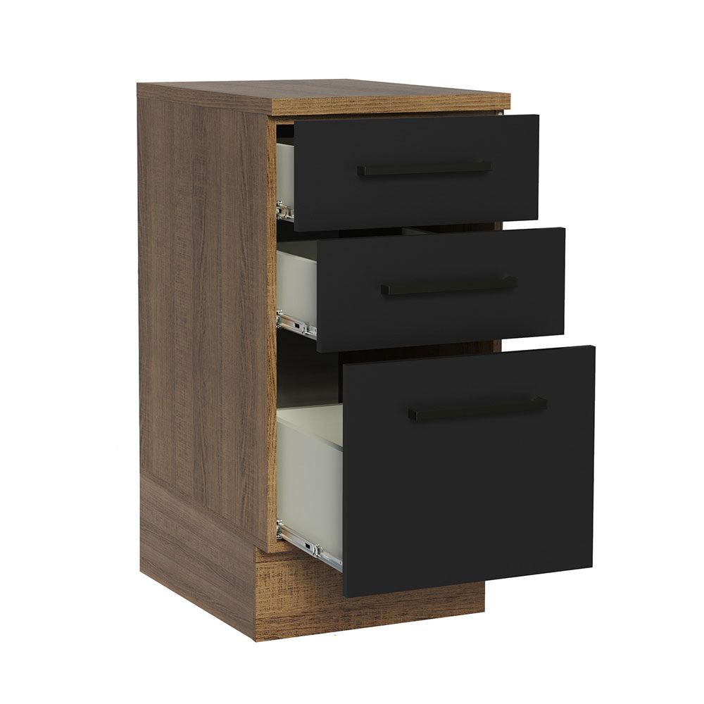 Bajo Mesada Cocina 40 x 60 cm 3 Cajones (Con Mesada) Marrón/Negro Agata Madesa