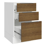 Bajo Mesada Cocina 40 x 60 cm 3 Cajones (Sin Mesada) Blanco/Marrón Stella Madesa