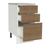 Bajo Mesada Cocina 40 x 60 cm 3 Cajones (Con Mesada) Blanco/Marrón Stella Madesa