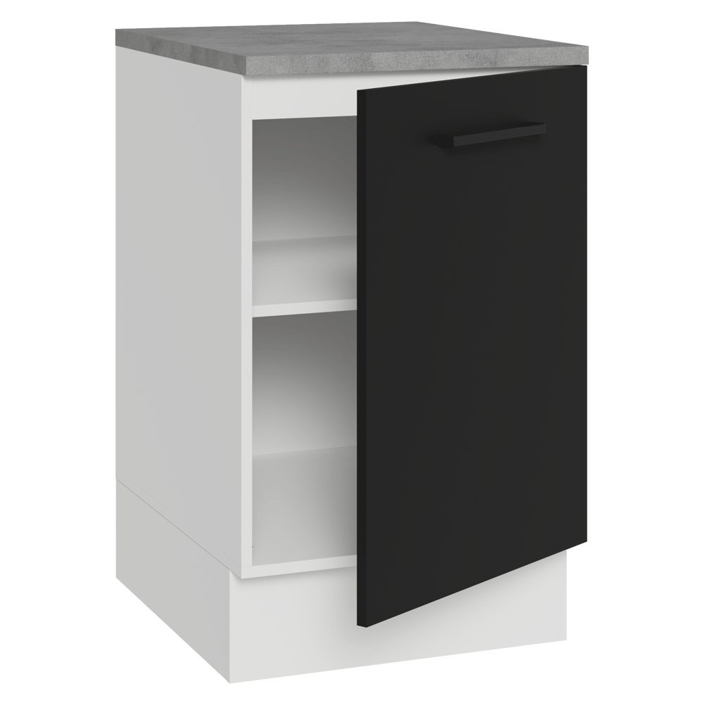 Bajo Mesada 50 x 60 cm 1 Puerta (Con mesada) Blanco/Negro Agata