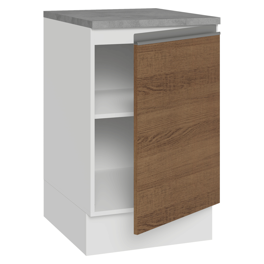 Bajo Mesada 50 x 60cm 1 Puerta (con mesada) Blanco/Marrón Glamy