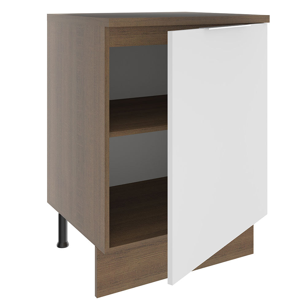 Bajo Mesada Cocina 60 x 60 cm 1 Puerta (Con Mesada) Marrón/Blanco Stella Madesa