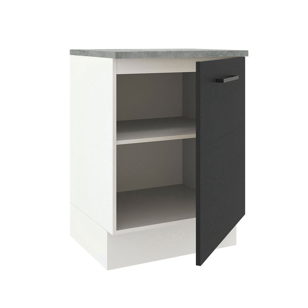 Bajo Mesada Cocina 60 x 60 cm 1 Puerta (Con Mesada) Blanco/Negro Agata Madesa
