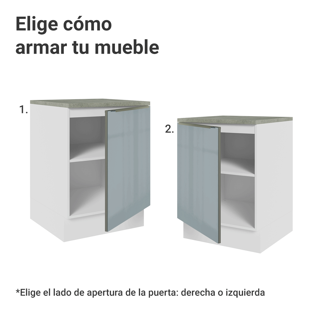 Bajo Mesada Cocina 60 x 60 cm 1 Puerta (Con Mesada) Blanco/Gris Lux Madesa