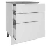 Bajo Mesada Cocina 60 x 60 cm 3 Cajones (Con Mesada) Blanco Stella Madesa
