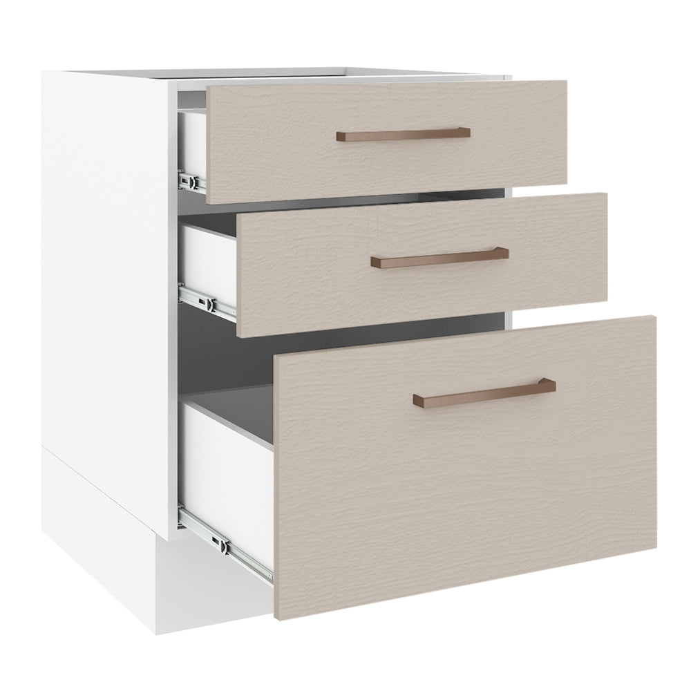 Bajo Mesada Cocina 60 x 60 cm 3 Cajones (Sin Mesada) Blanco/Crema Agata Madesa