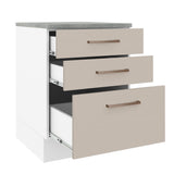 Bajo Mesada 60 x 60 cm 3 Cajones (Con Mesada) Blanco/Crema Agata Madesa