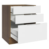 Bajo Mesada Cocina 60 x 60 cm 3 Cajones (Sin Mesada) Marrón/Blanco Stella Madesa