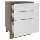 Bajo Mesada 60 x 60 cm 3 Cajones (Con Mesada) Marrón/Blanco Stella Madesa