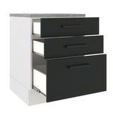 Bajo Mesada 60 x 60 cm 3 Cajones (Con Mesada) Blanco/Negro Agata Madesa