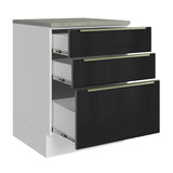 Bajo Mesada 60 cm x 60 cm, 3 Cajones Lux Blanco/Negro