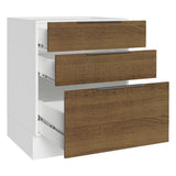 Bajo Mesada Cocina 60 x 60 cm 3 Cajones (Sin Mesada) Blanco/Marrón Stella Madesa