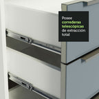 Bajo Mesada 60 x 60 cm 3 Cajones (Sin Mesada) Blanco/Gris Lux Madesa