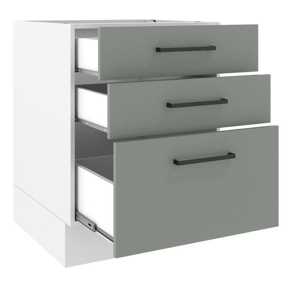 Bajo Mesada Cocina 60 x 60 cm 3 Cajones (Sin Mesada) Blanco/Gris Agata Madesa