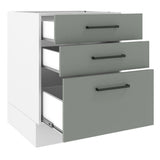 Bajo Mesada Cocina 60 x 60 cm 3 Cajones (Sin Mesada) Blanco/Gris Agata Madesa