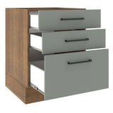 Bajo Mesada Cocina 60 x 60 cm 3 Cajones (Sin Mesada) Marrón/Gris Agata Madesa
