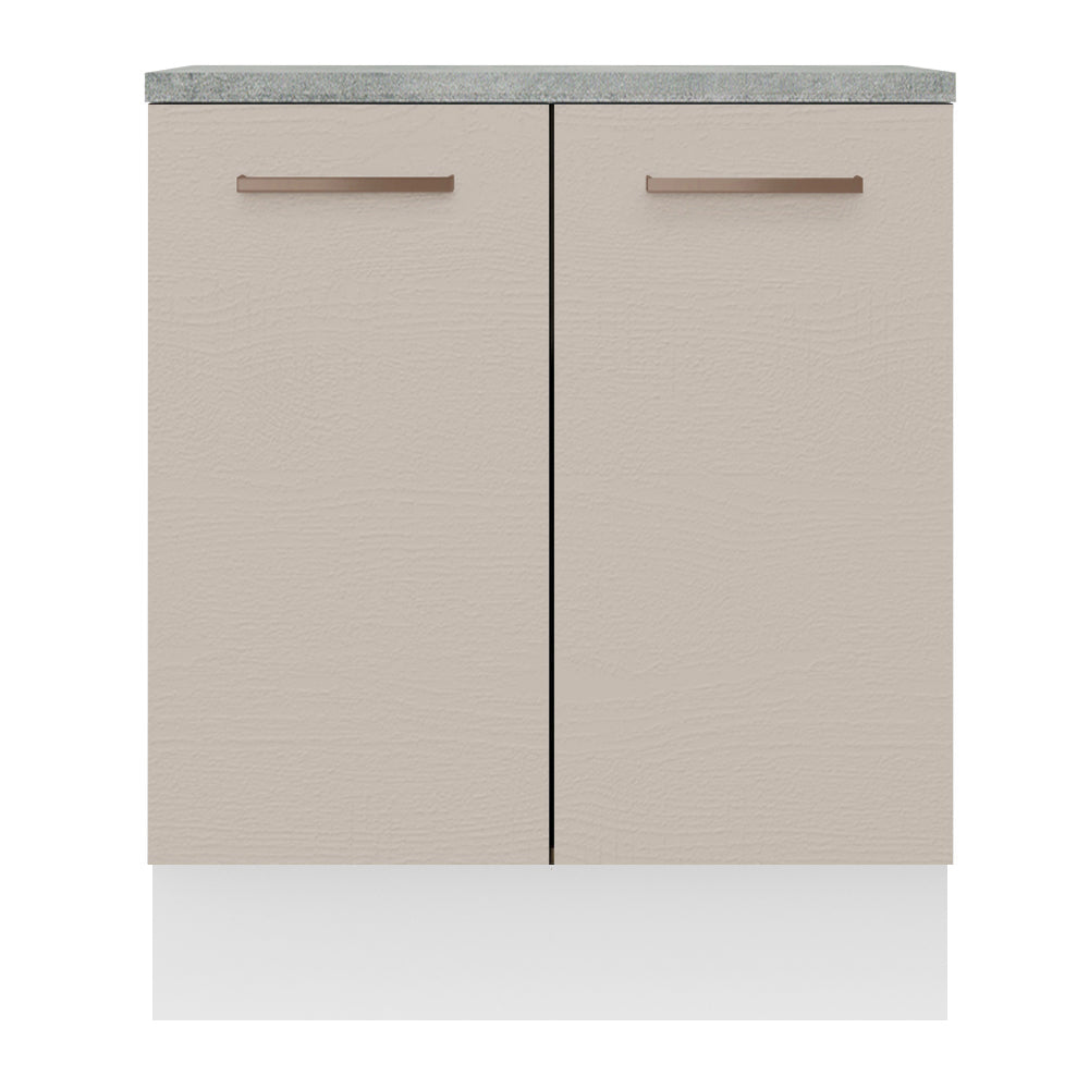 Bajo Mesada Cocina 70 x 60 cm 2 Puertas (Con Mesada) Blanco/Crema Agata Madesa