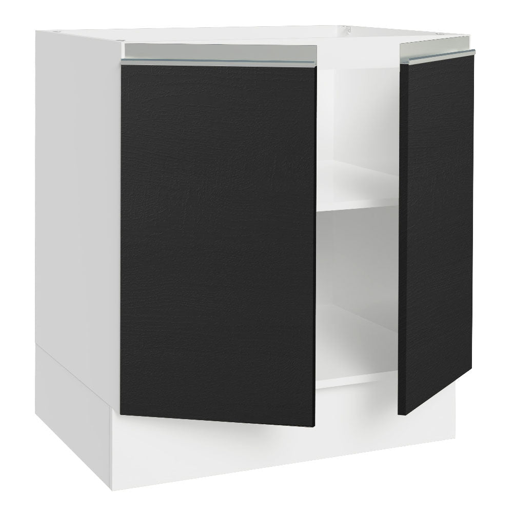 Bajo Mesada Cocina 70 x 60 cm 2 Puertas (Sin Mesada) Blanco/Negro Glamy Madesa