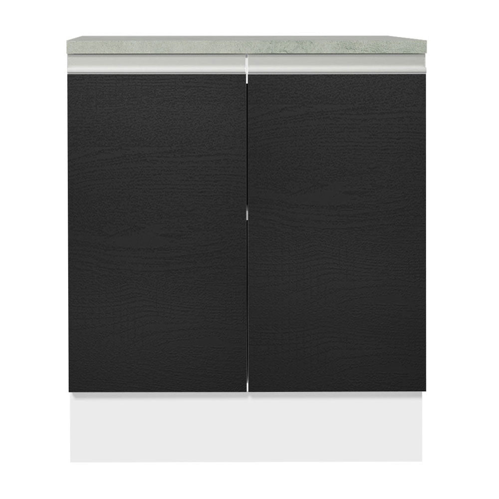 Bajo Mesada 70 x 60 cm 2 Puertas (Con Mesada) Blanco/Negro Glamy Madesa
