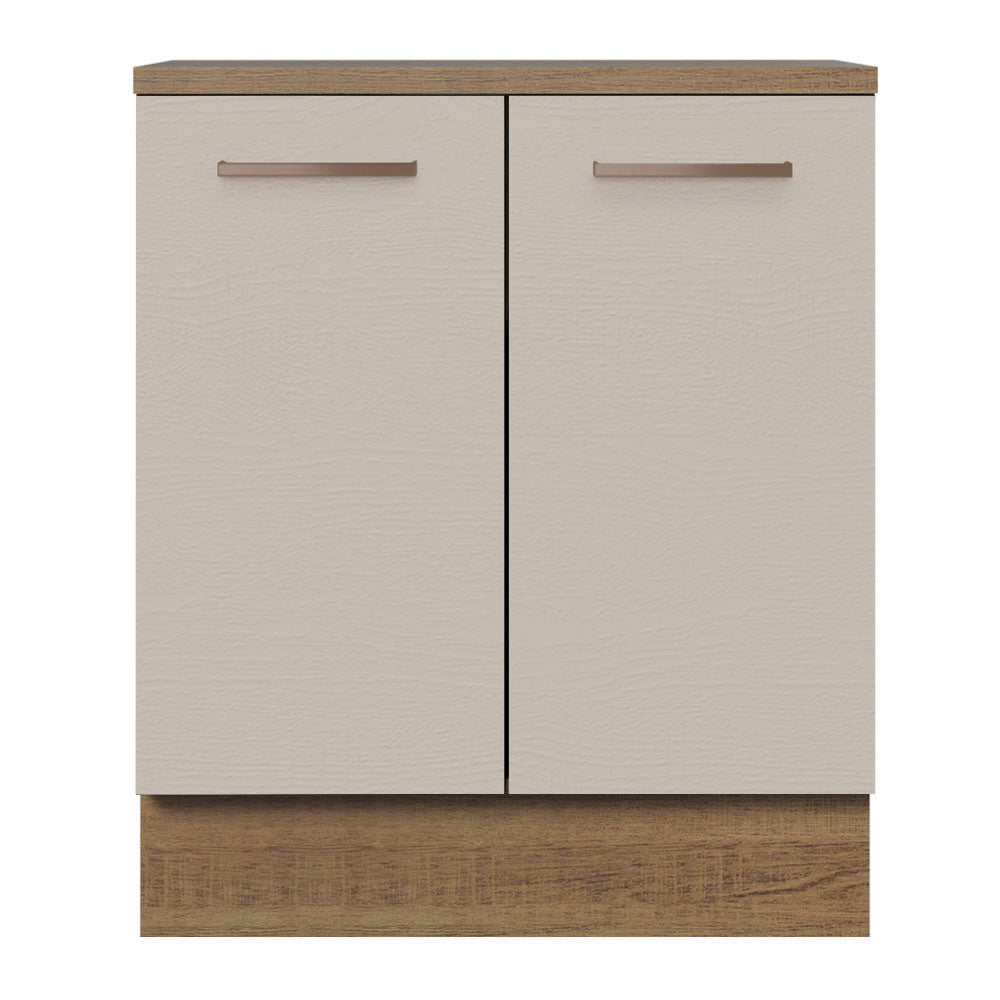 Bajo Mesada Cocina 70 x 60 cm 2 Puertas (Con Mesada) Marrón/Crema Agata Madesa