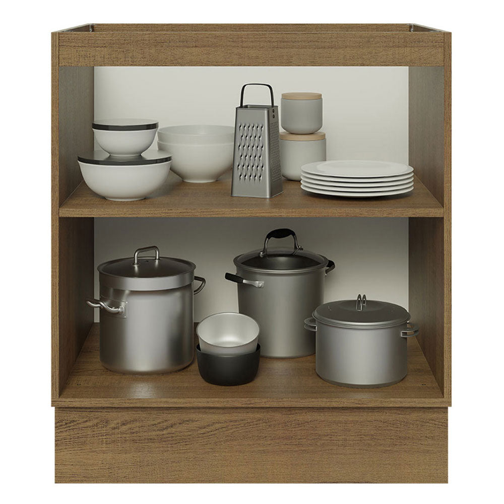 Bajo Mesada Cocina 70 x 60 cm 2 Puertas (Sin Mesada) Marrón/Negro Glamy Madesa