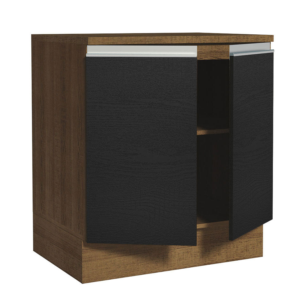 Bajo Mesada 70 x 60 cm 2 Puertas (Con Mesada) Marrón/Negro Glamy Madesa