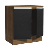 Bajo Mesada 70 x 60 cm 2 Puertas (Con Mesada) Marrón/Negro Glamy Madesa